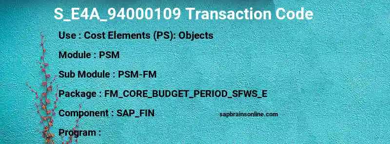 SAP S_E4A_94000109 transaction code