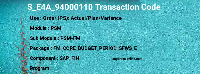 SAP S_E4A_94000110 transaction code