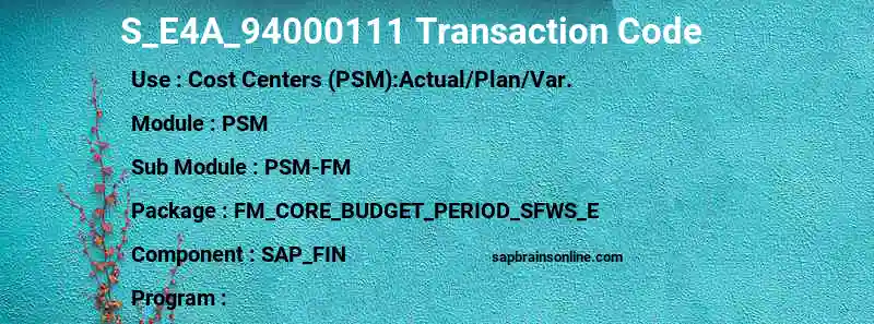 SAP S_E4A_94000111 transaction code