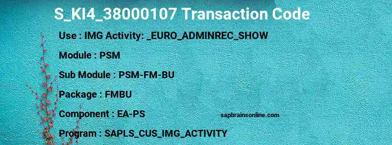 SAP S_KI4_38000107 transaction code