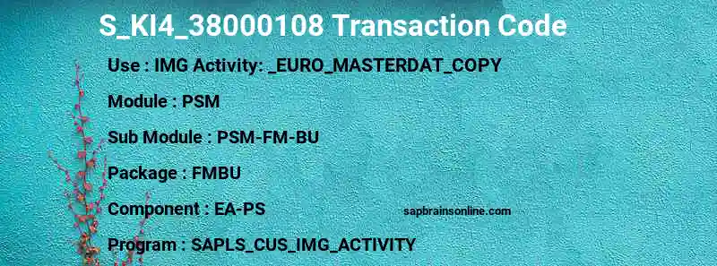 SAP S_KI4_38000108 transaction code