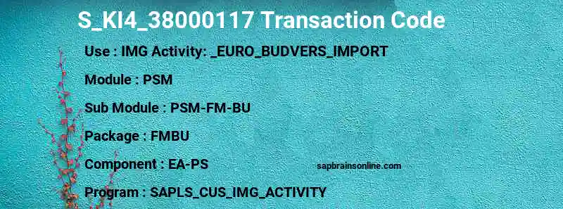 SAP S_KI4_38000117 transaction code