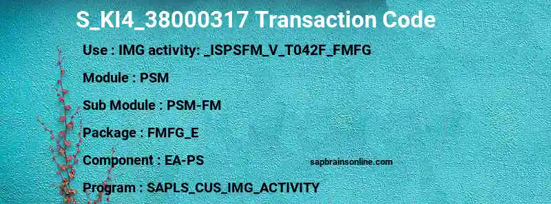 SAP S_KI4_38000317 transaction code