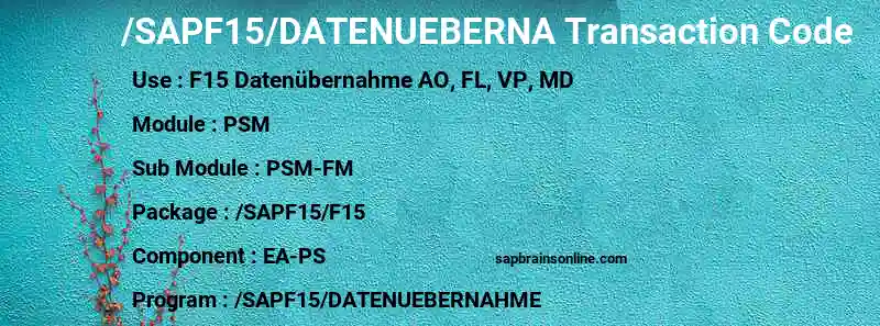 SAP /SAPF15/DATENUEBERNA transaction code