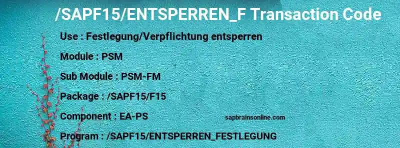 SAP /SAPF15/ENTSPERREN_F transaction code