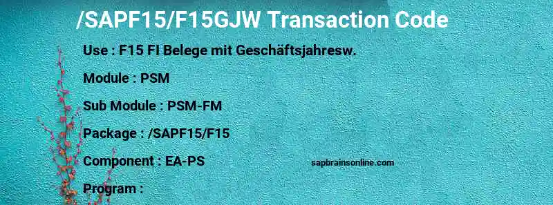 SAP /SAPF15/F15GJW transaction code