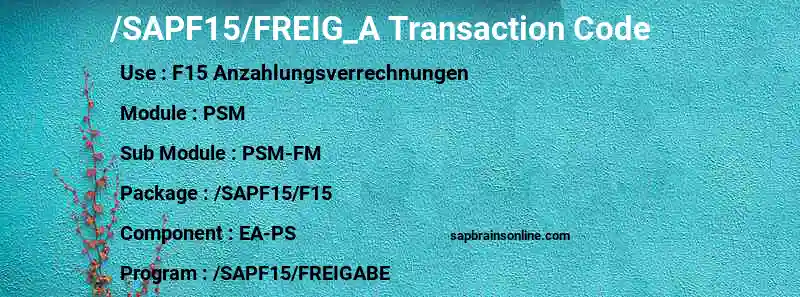 SAP /SAPF15/FREIG_A transaction code