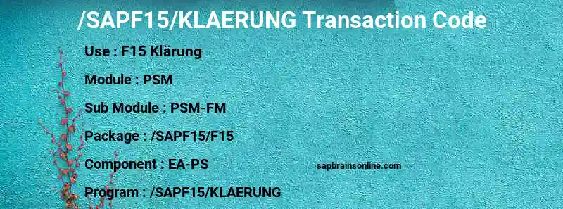 SAP /SAPF15/KLAERUNG transaction code