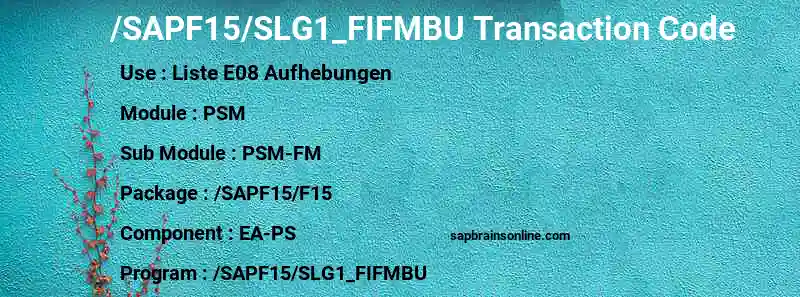 SAP /SAPF15/SLG1_FIFMBU transaction code