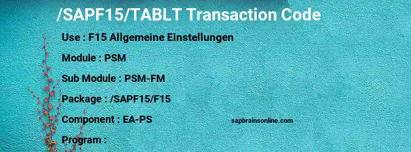 SAP /SAPF15/TABLT transaction code