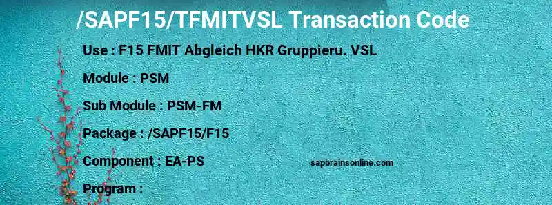 SAP /SAPF15/TFMITVSL transaction code
