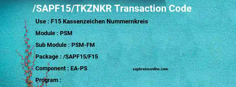 SAP /SAPF15/TKZNKR transaction code