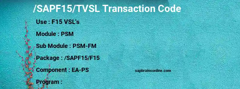 SAP /SAPF15/TVSL transaction code