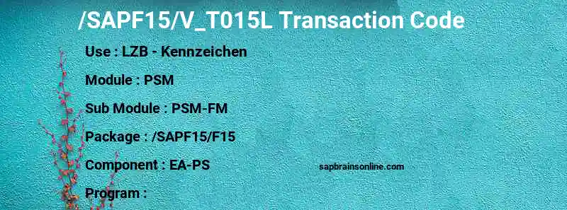 SAP /SAPF15/V_T015L transaction code