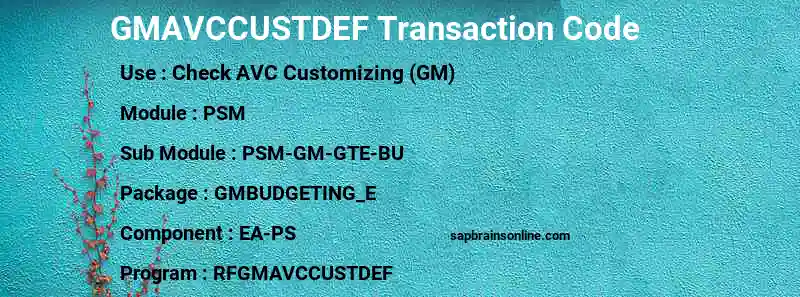 SAP GMAVCCUSTDEF transaction code