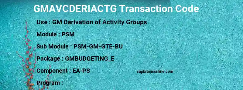SAP GMAVCDERIACTG transaction code