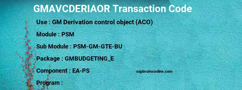SAP GMAVCDERIAOR transaction code