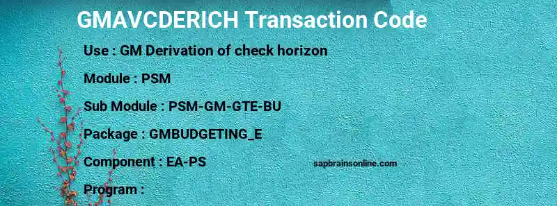 SAP GMAVCDERICH transaction code