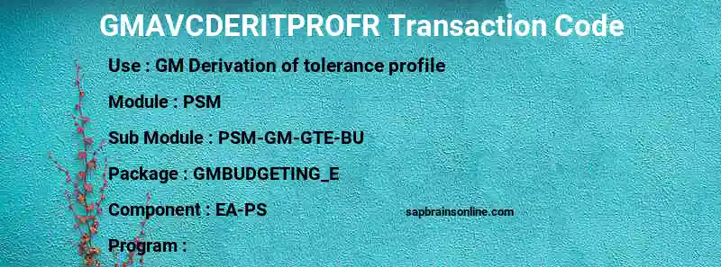 SAP GMAVCDERITPROFR transaction code
