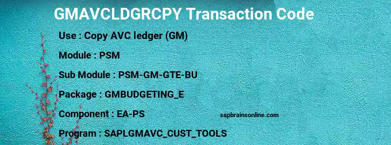 SAP GMAVCLDGRCPY transaction code