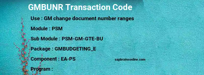 SAP GMBUNR transaction code