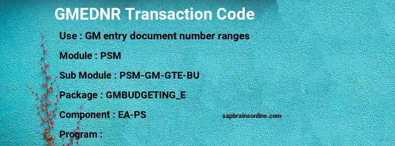 SAP GMEDNR transaction code