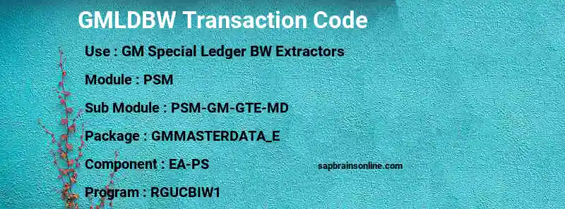 SAP GMLDBW transaction code
