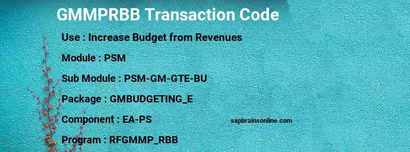 SAP GMMPRBB transaction code