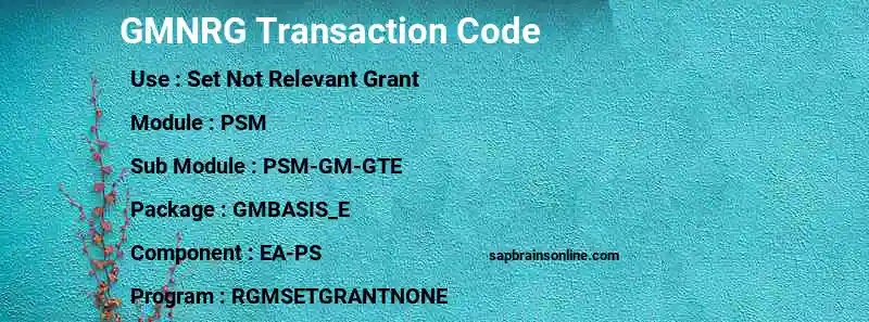 SAP GMNRG transaction code