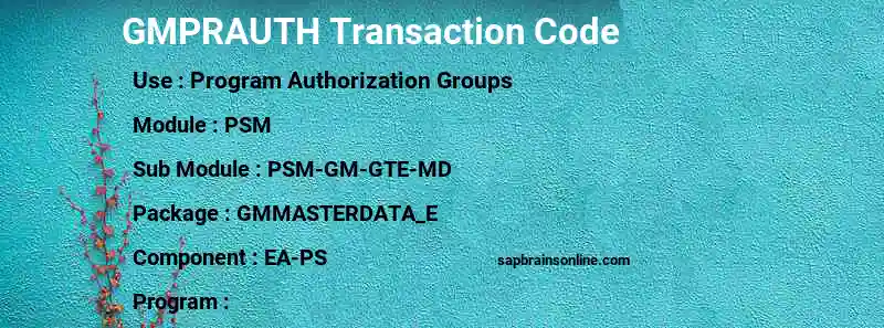 SAP GMPRAUTH transaction code