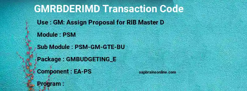 SAP GMRBDERIMD transaction code