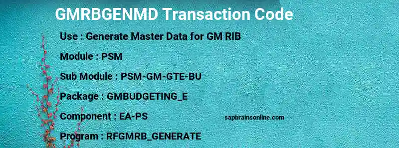 SAP GMRBGENMD transaction code