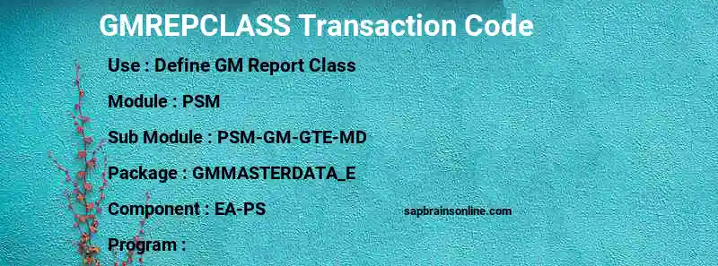 SAP GMREPCLASS transaction code