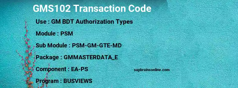 SAP GMS102 transaction code