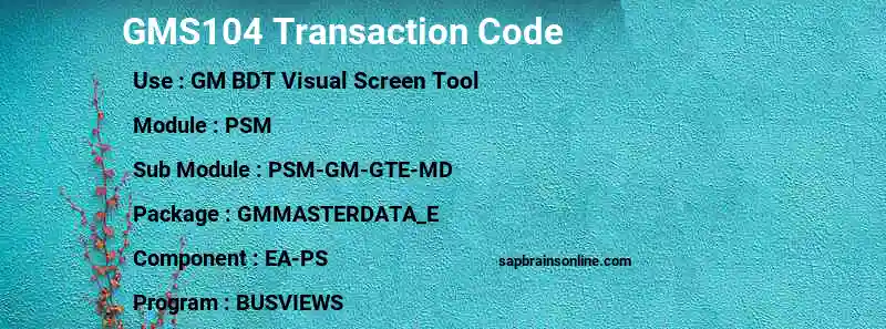 SAP GMS104 transaction code