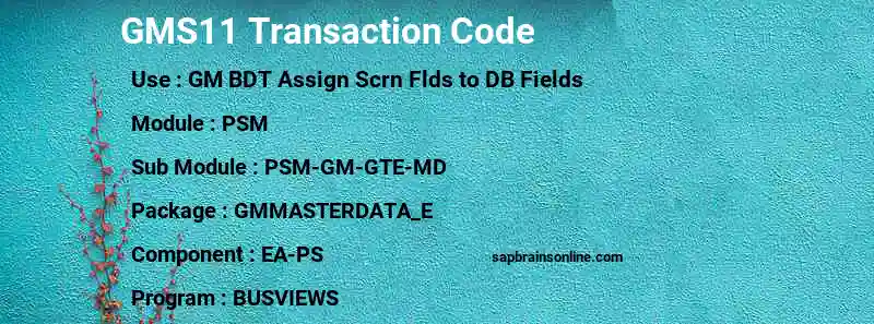 SAP GMS11 transaction code