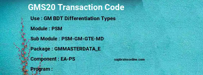 SAP GMS20 transaction code