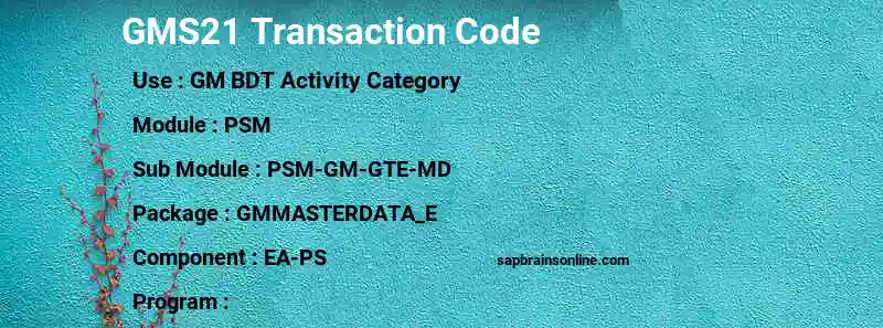 SAP GMS21 transaction code