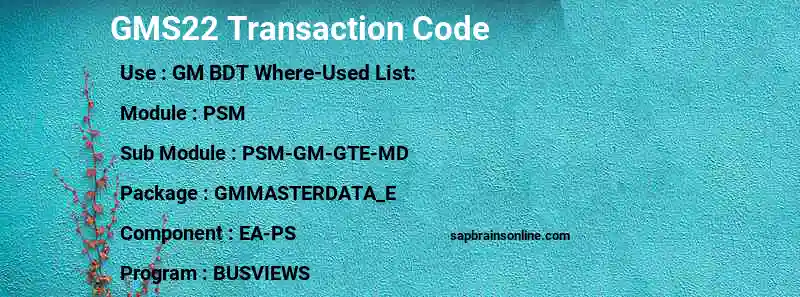 SAP GMS22 transaction code