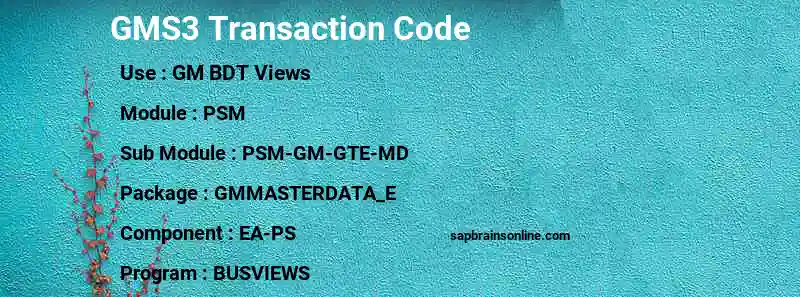 SAP GMS3 transaction code