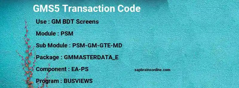 SAP GMS5 transaction code