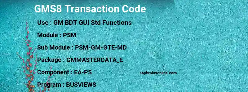 SAP GMS8 transaction code