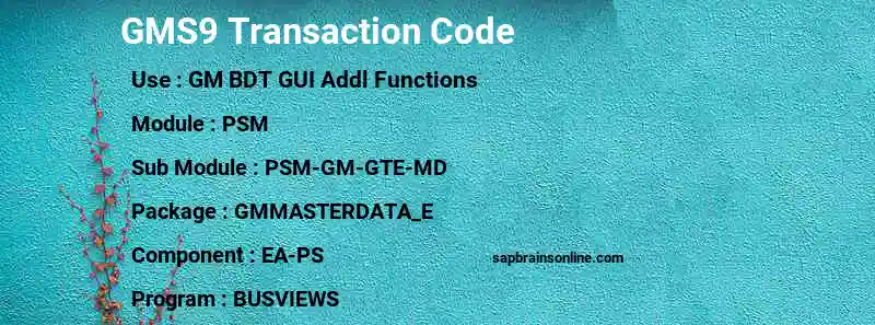 SAP GMS9 transaction code