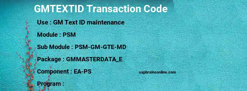 SAP GMTEXTID transaction code