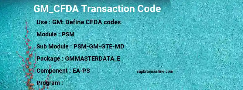 SAP GM_CFDA transaction code