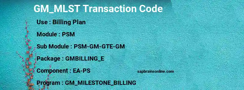 SAP GM_MLST transaction code