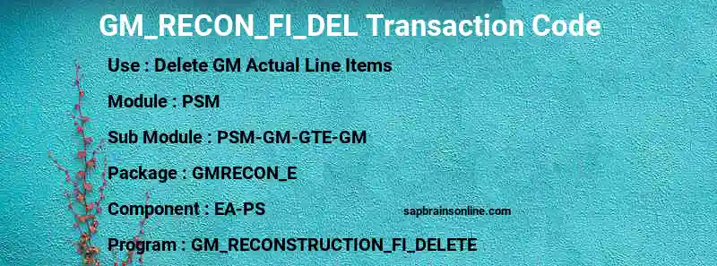 SAP GM_RECON_FI_DEL transaction code