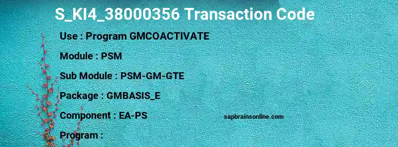 SAP S_KI4_38000356 transaction code