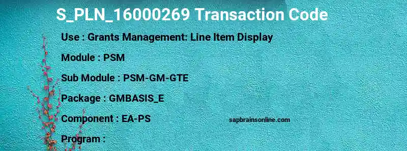 SAP S_PLN_16000269 transaction code