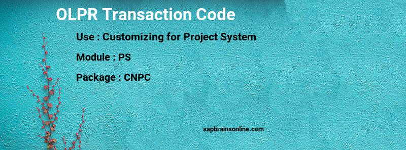 SAP OLPR transaction code